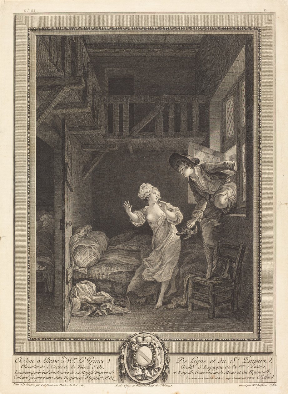 Gå blidt, tal blidt af Pierre Philippe Choffard after Pierre Antoine Baudouin
