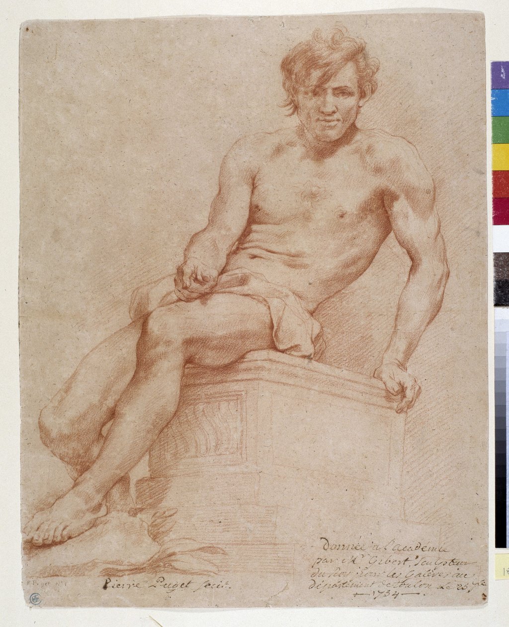 Siddende mand (sangvinsk) af Pierre Puget