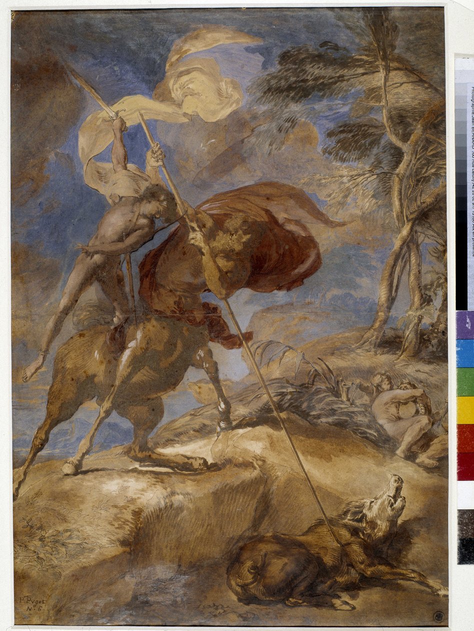 Skitse af "" Achilles Education af Centaur Chiron" af Pierre Puget