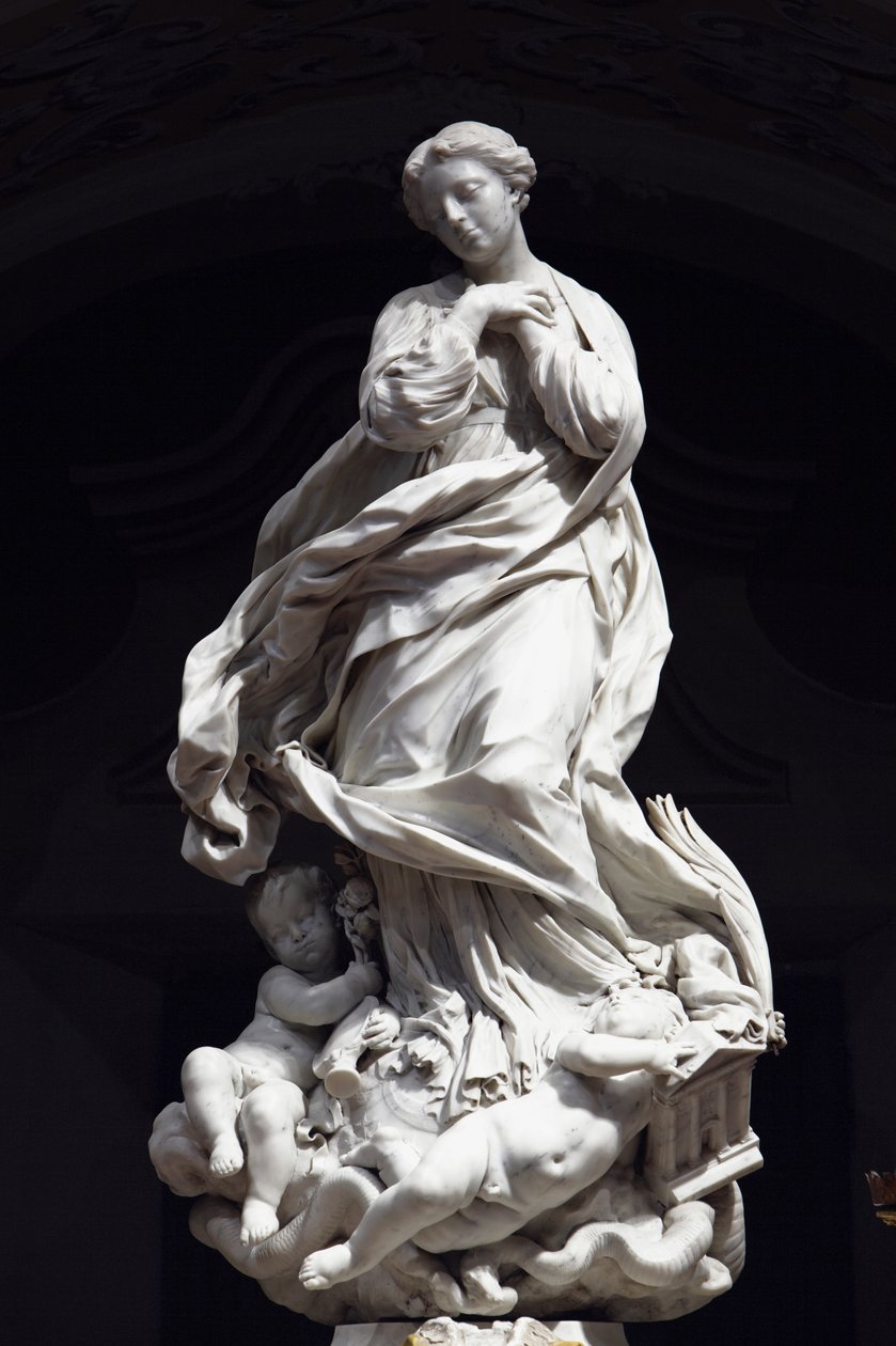 Den ubesmittede undfangelse, Santa Maria Immaculate placeret på alteret i det scenografiske kapel 1669-70 (marmor) af Pierre Puget