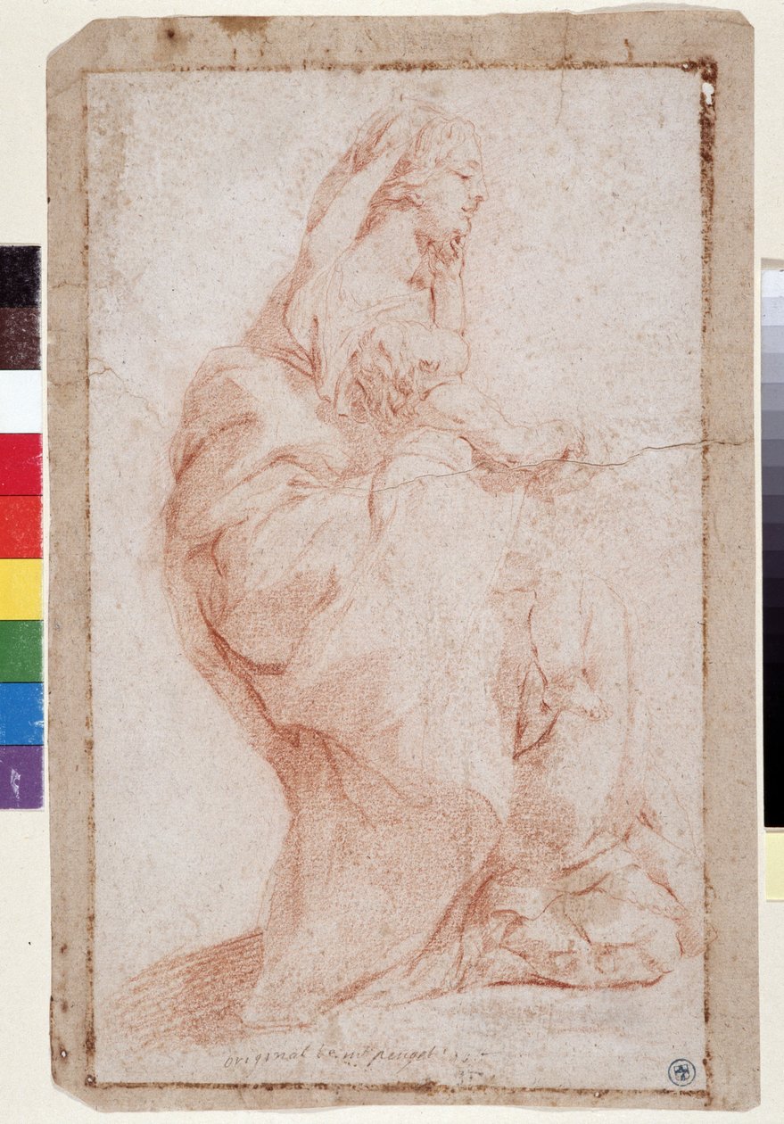 Jomfruen og Jesusbarnet (tegning) af Pierre Puget