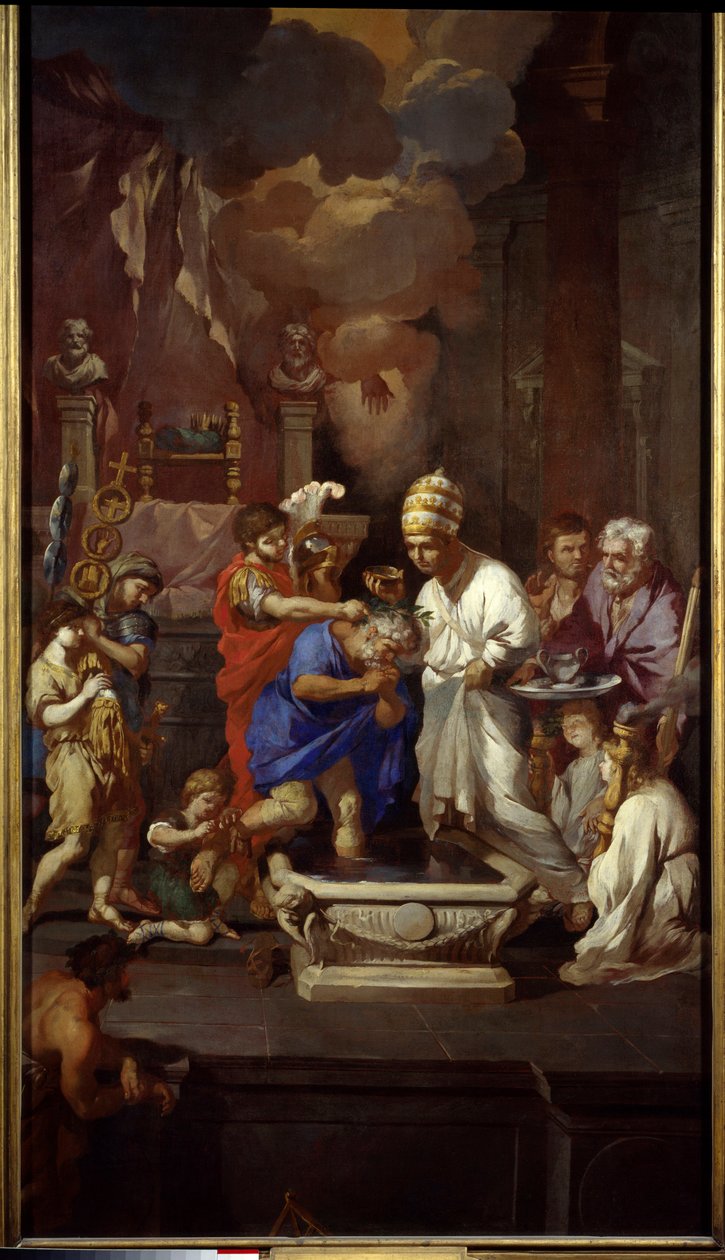 Konstantins dåb (Konstantin I den Store, 270-337). Maleri af Pierre Puget (1620-1694) af Pierre Puget