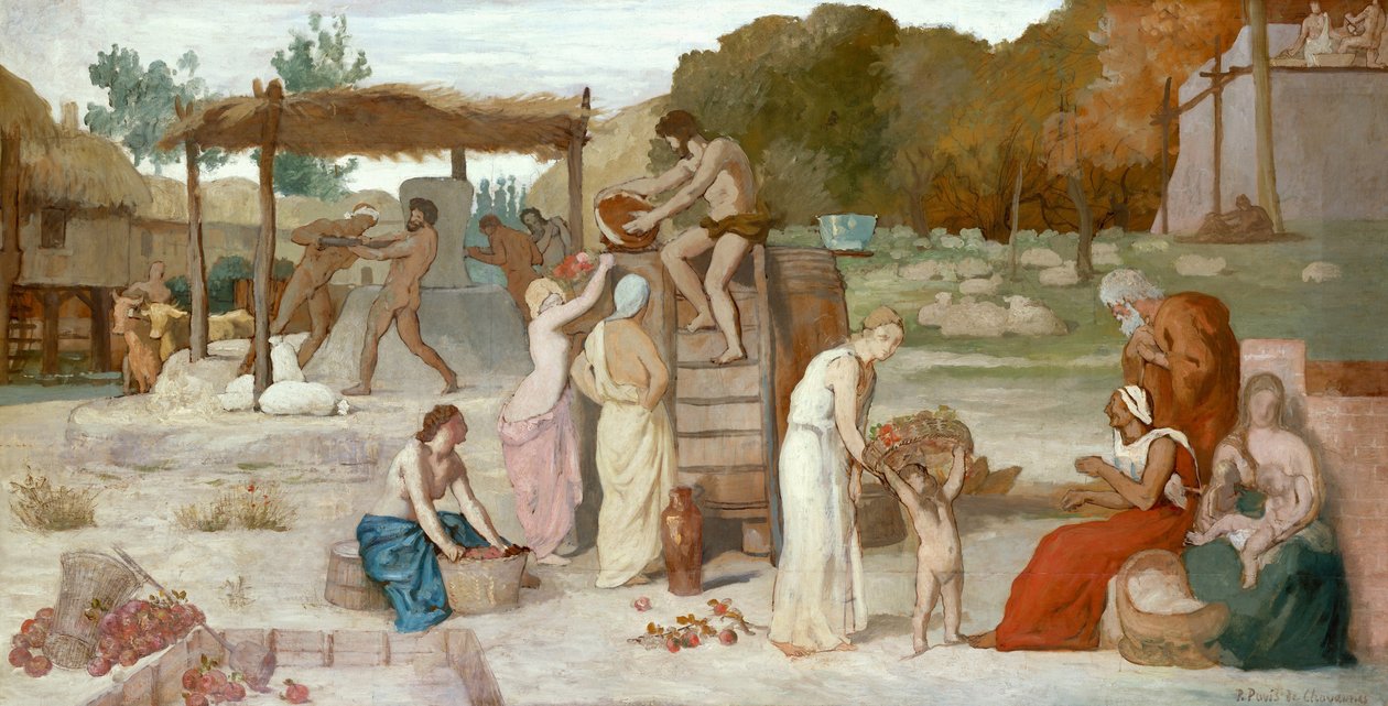 Cider, ca. 1864 (olie på papir, lagt på lærred) af Pierre Puvis de Chavannes