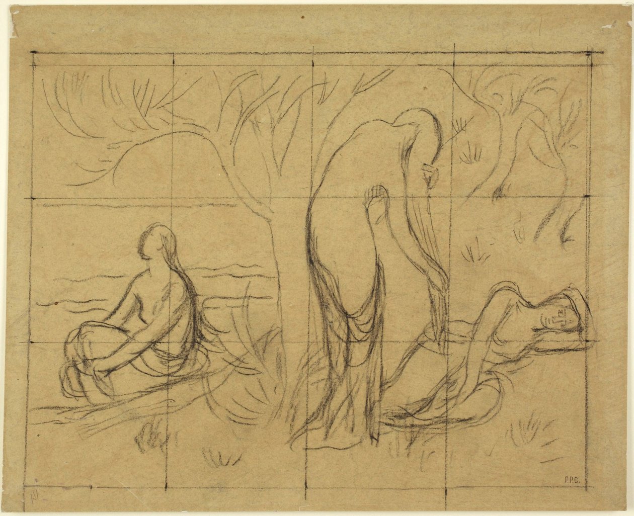 Kompositionsstudie af Pierre Puvis de Chavannes