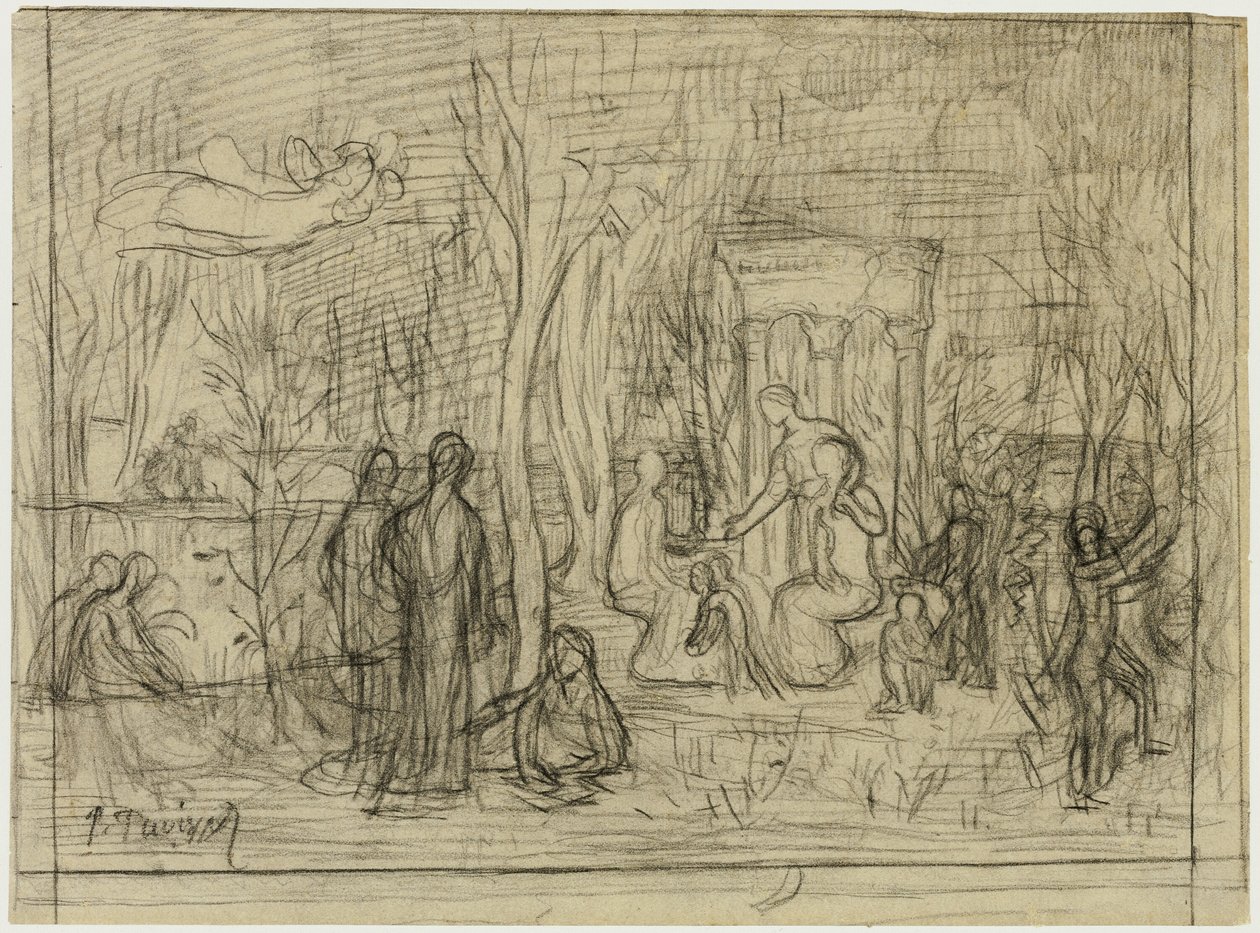 Kompositionsstudie for The Sacred Grove, Beloved of the Arts and the Muses af Pierre Puvis de Chavannes