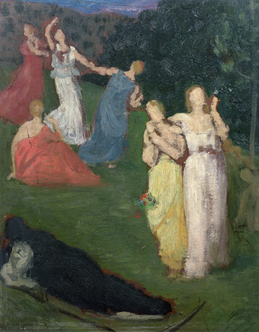 Death and the Maidens (olie på møllebræt) af Pierre Puvis de Chavannes