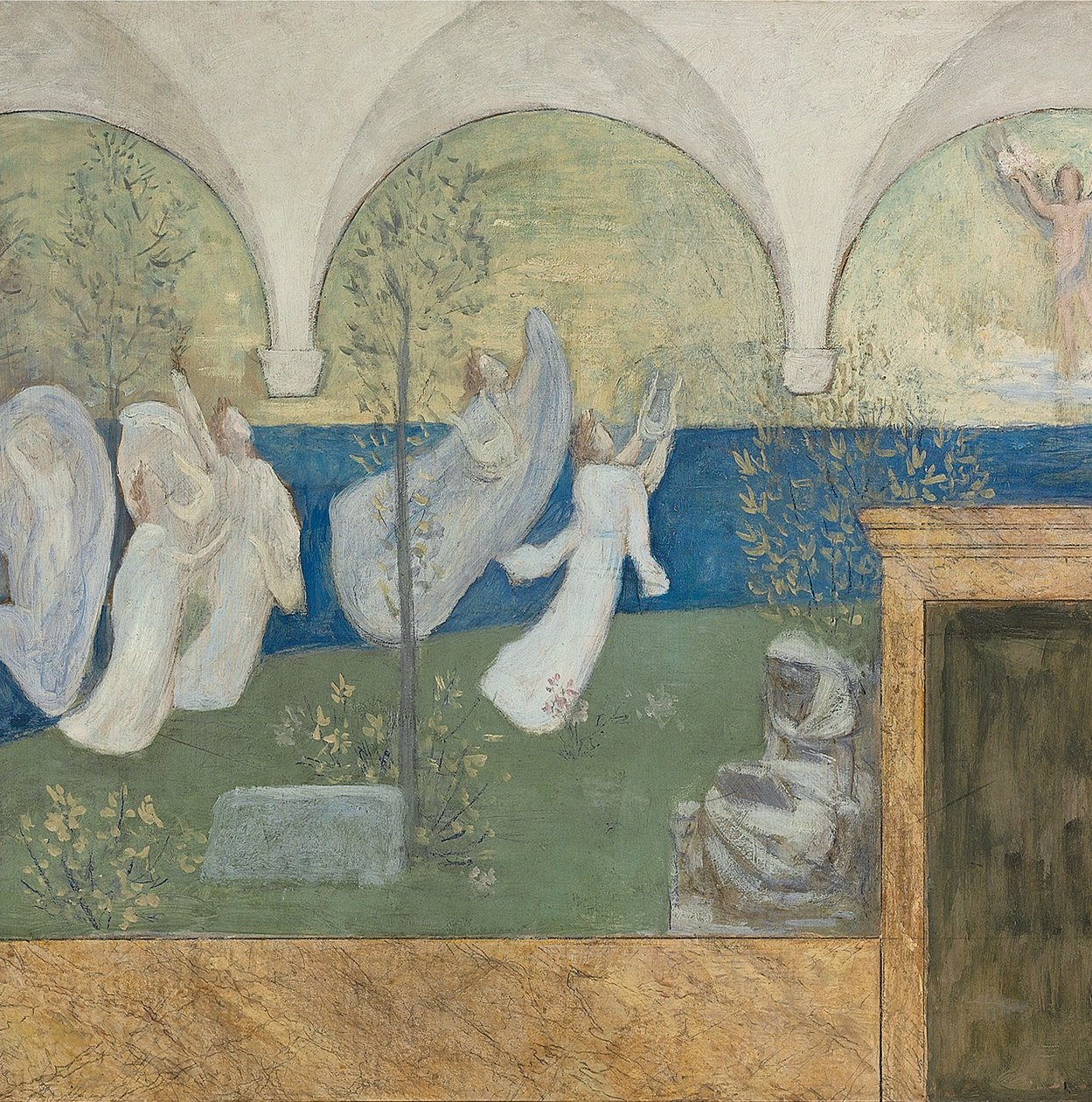 Detalje fra et forberedende maleri til The inspiring Muses acclaim the Genius, Messenger of Light, 1895 af Pierre Puvis de Chavannes