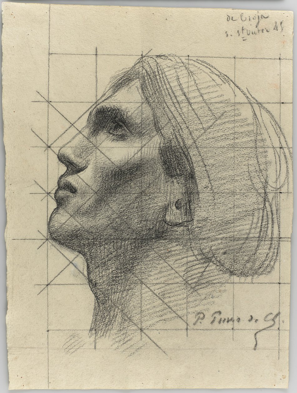 Hoved af en mand i profil af Pierre Puvis de Chavannes