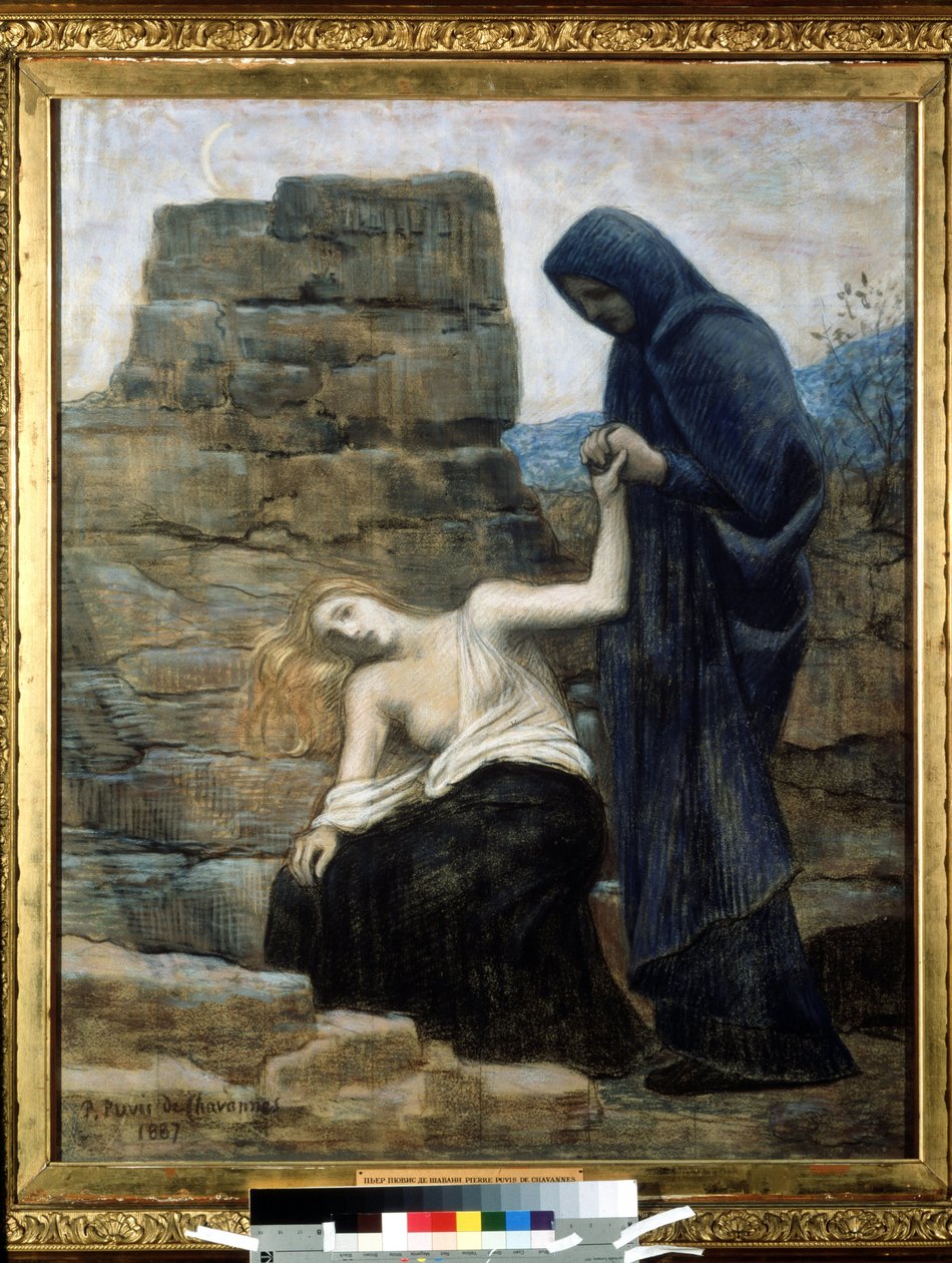 ""Medfølelse"" Maleri af Pierre Puvis de Chavannes (1824-1898) 1887 (symbolik) Moskva, Pushkin Museum of Fine Arts af Pierre Puvis de Chavannes