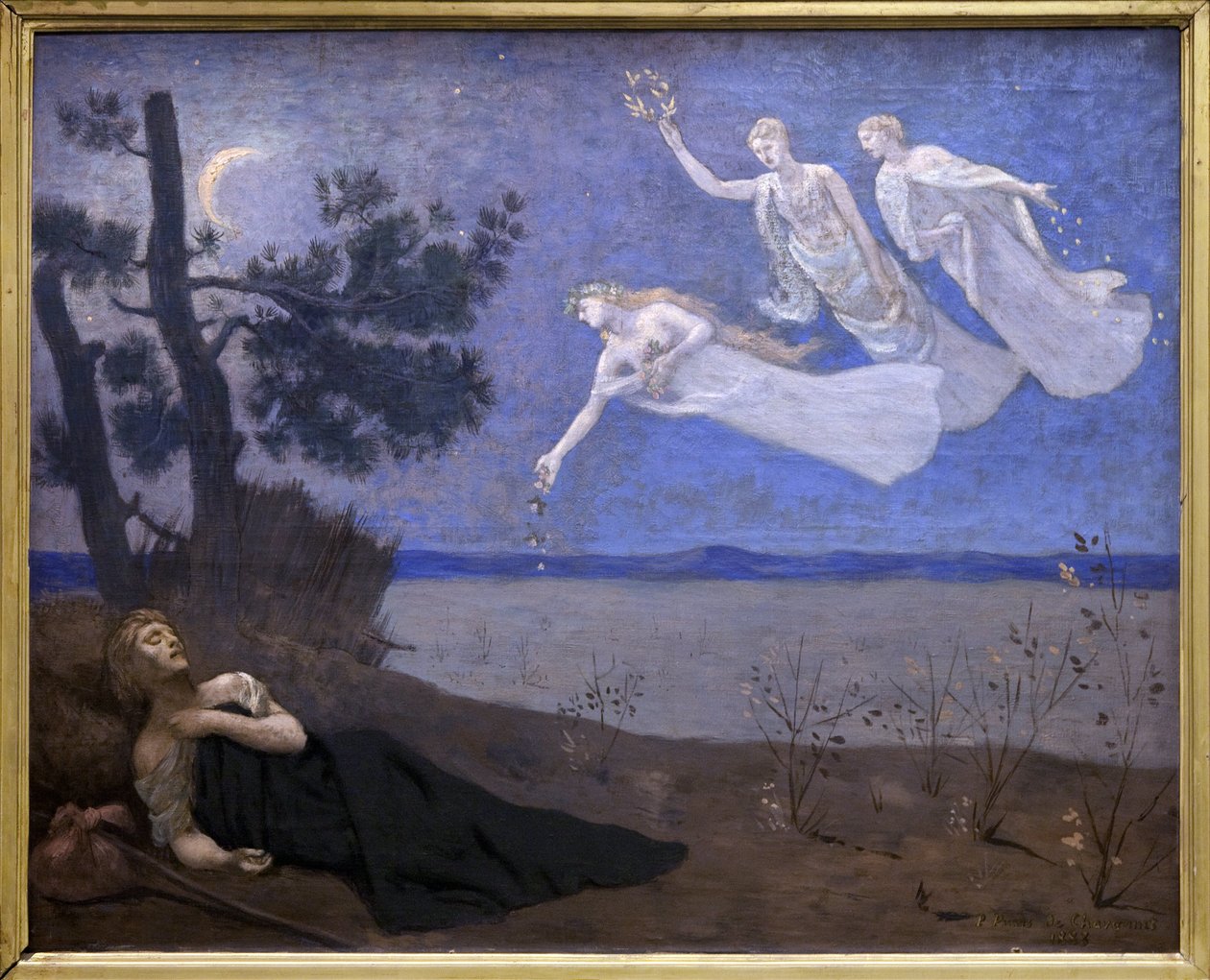 Le Reve (han ser i sin søvn kærlighed, ære og rigdom dukke op for ham) (maleri) af Pierre Puvis de Chavannes