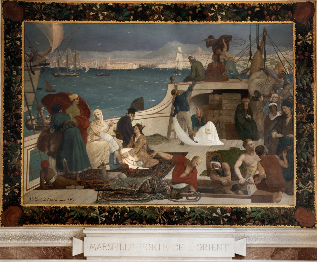 Marseille - port mod øst (olie på lærred, marouflee på væggen) af Pierre Puvis de Chavannes