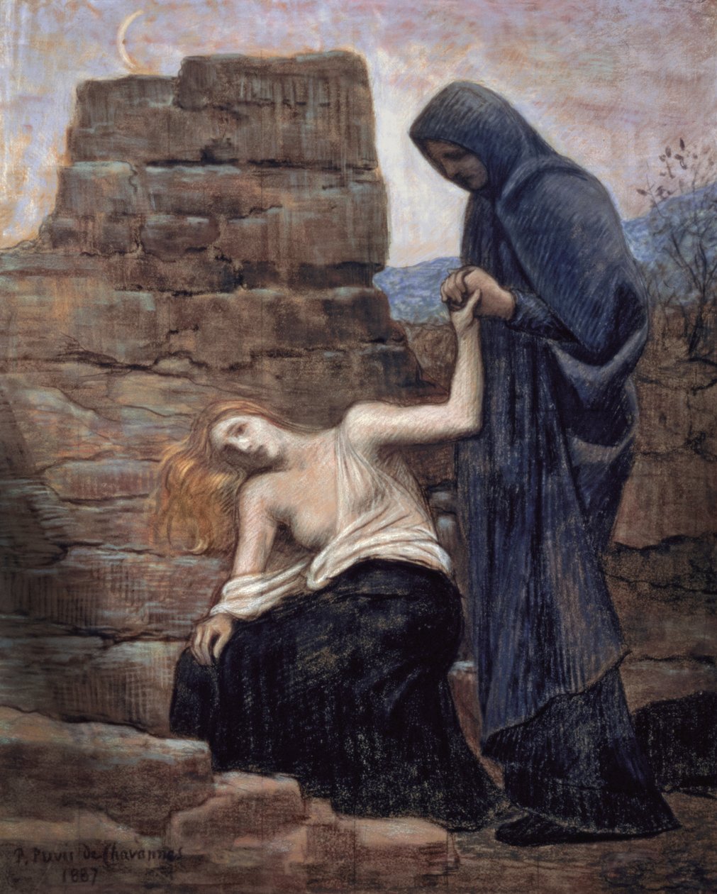 Medlidenhed, 1887 (pastel på papir) af Pierre Puvis de Chavannes