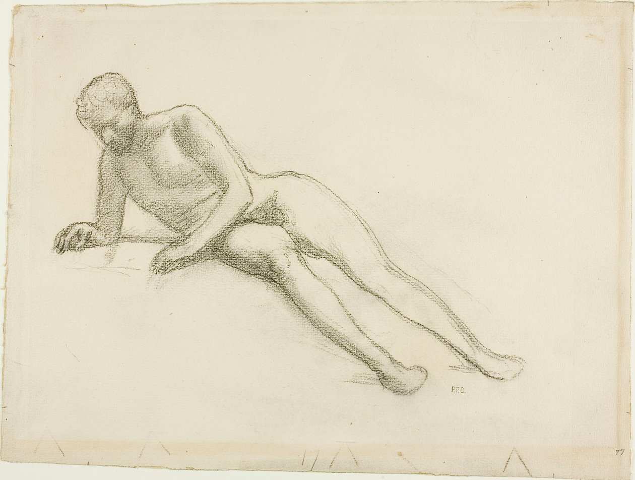 Liggende mandligt nøgenbillede af Pierre Puvis de Chavannes