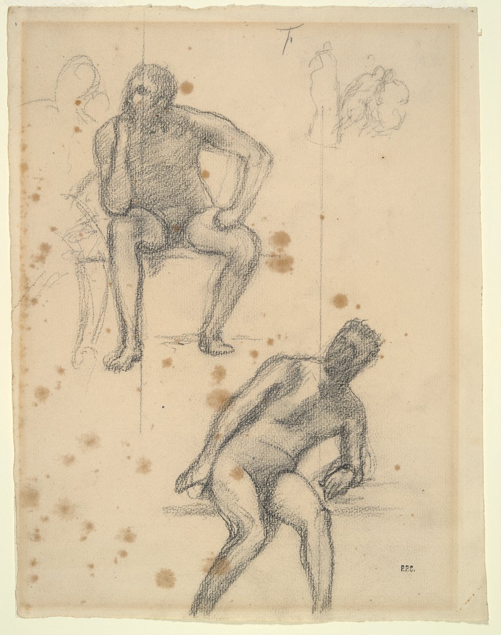 Ark med figurstudier af Pierre Puvis de Chavannes