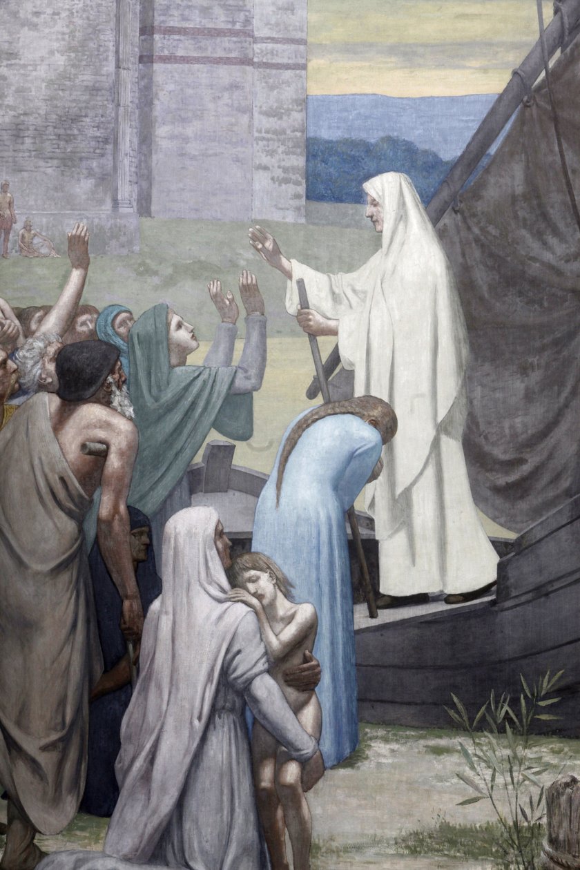 St. Genevieve bringer forsyninger til byen Paris efter belejringen af Pierre Puvis de Chavannes