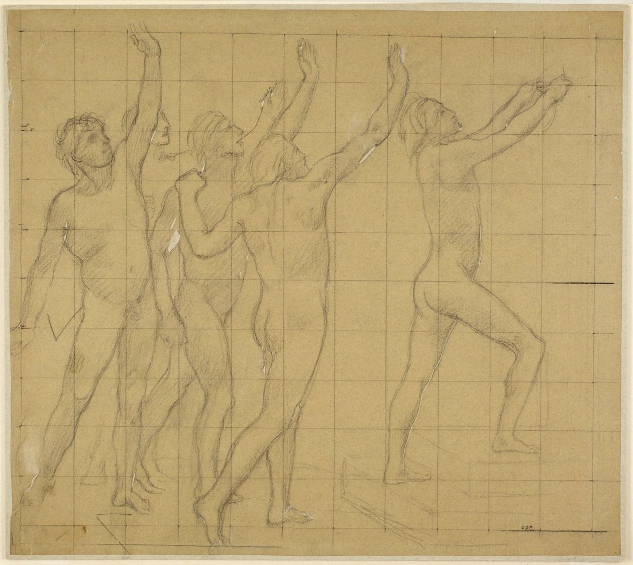 Studie til Sorbonnes halvcirkelformede auditorium (Litteratur, videnskab og kunst) af Pierre Puvis de Chavannes
