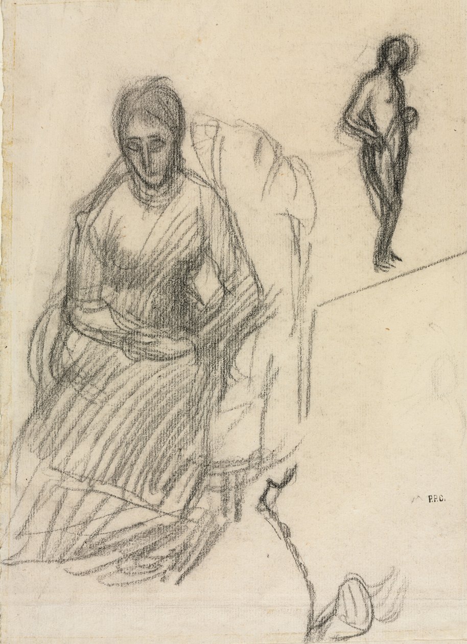 Studie af Madame Marie Cantacuzène; Undersøgelse af stående kvinde nøgen af Pierre Puvis de Chavannes