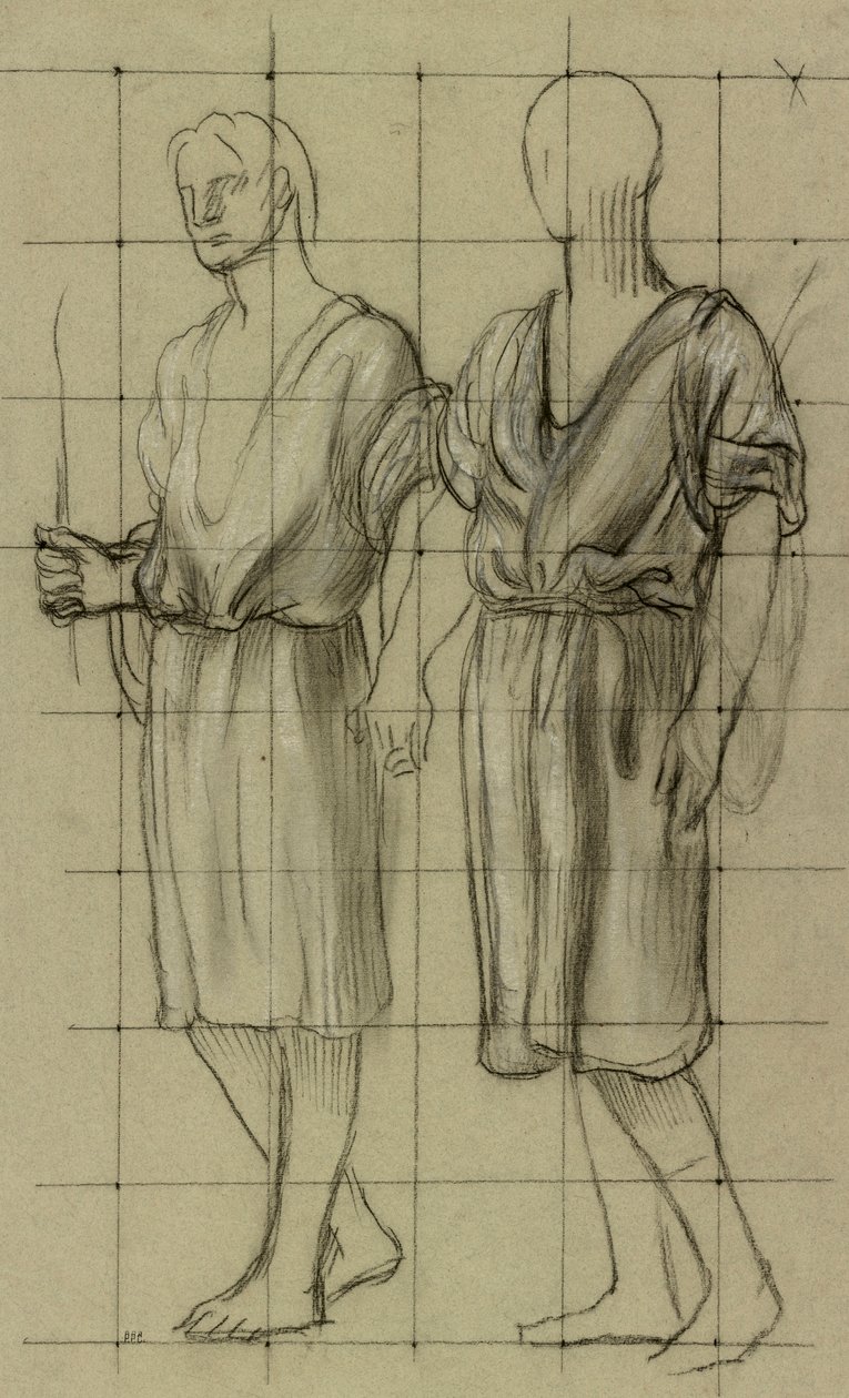 Studie af to stående figurer af Pierre Puvis de Chavannes