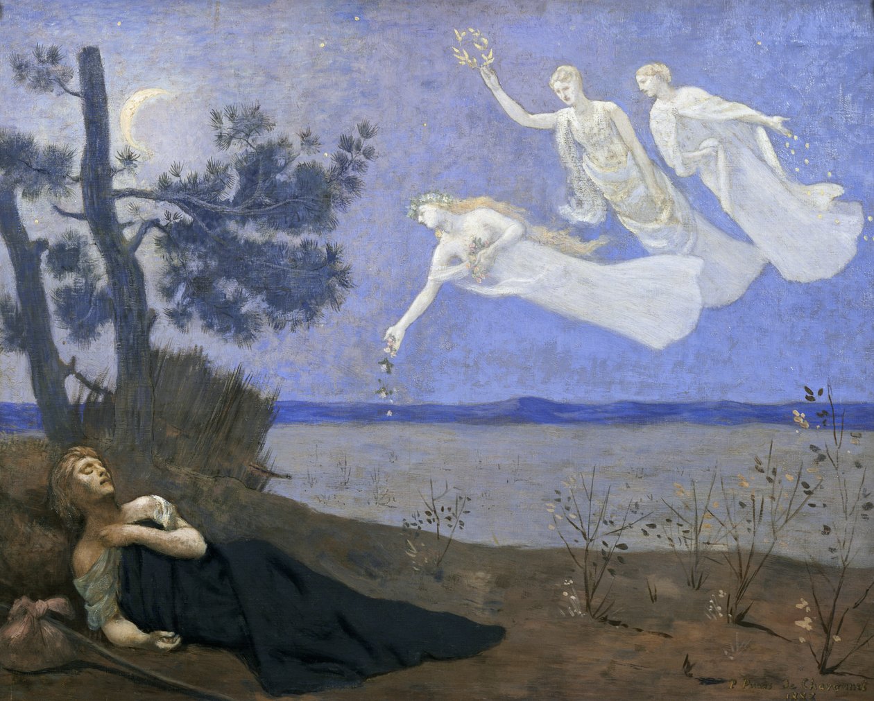 Drømmen: I søvne så han kærlighed, ære og rigdom dukke op for ham, 1883 olie på lærred) af Pierre Puvis de Chavannes