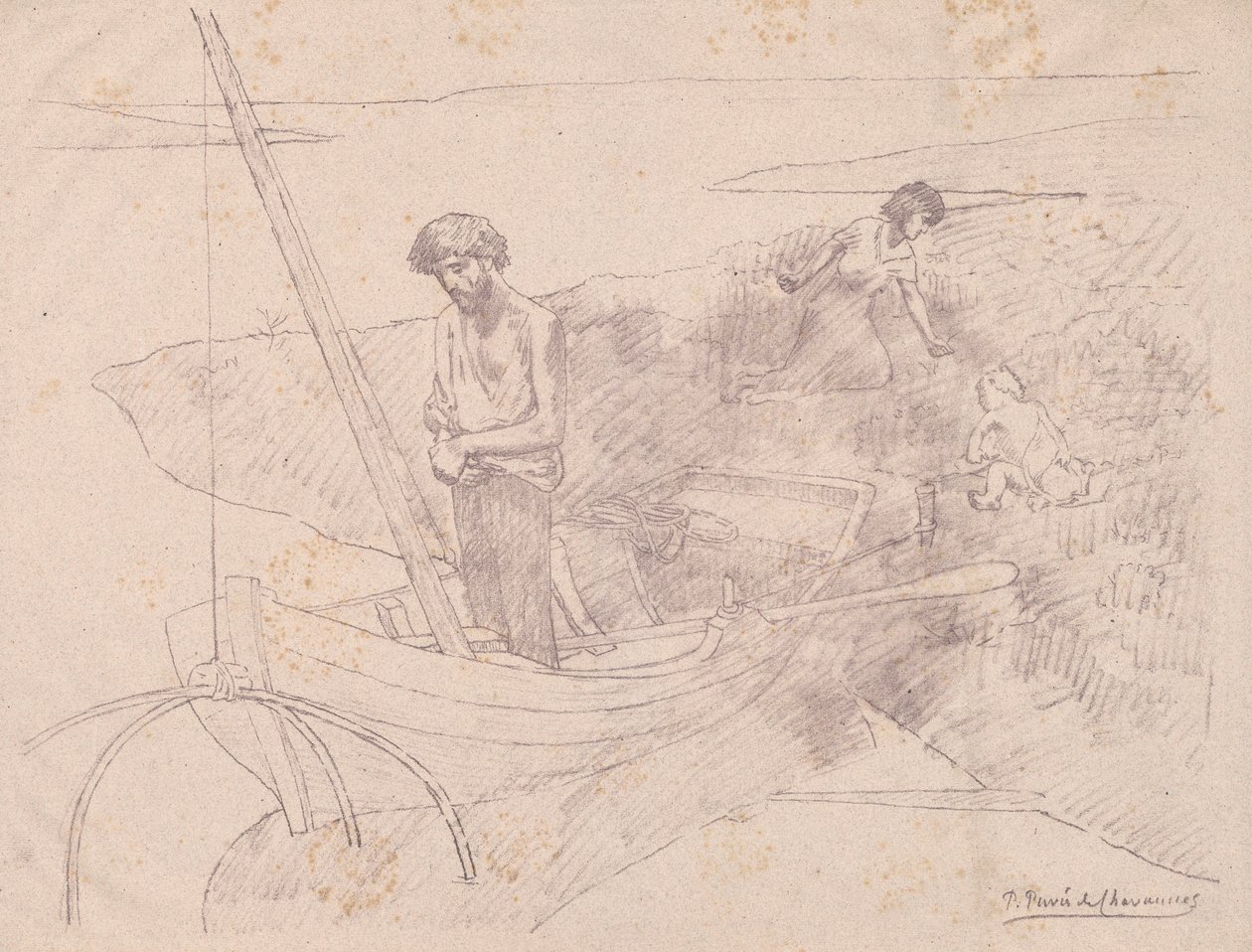 Den stakkels fisker. af Pierre Puvis de Chavannes