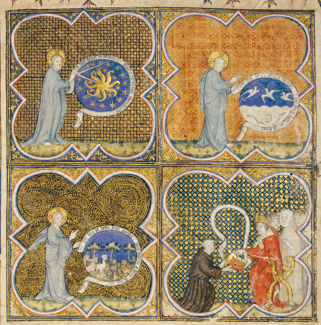Side fra "The Properties of Things" af Englænderen Bartholomew i den franske oversættelse af Jean Corbechon, ca. 1390 af Pierre Remiet