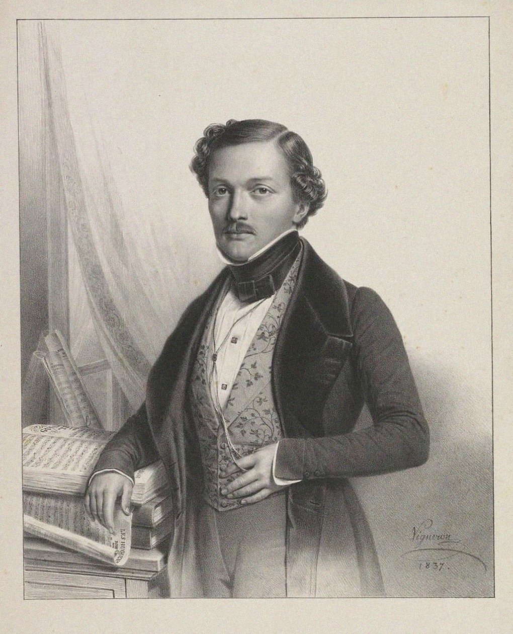 Portræt af sangeren Gilbert-Louis Duprez 1806-1896, 1837 af Pierre Roch Vigneron