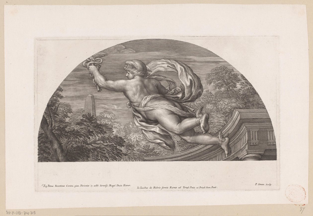 Flyvende Merkur, set bagfra Skildringer af heltegerninger (serietitel) Heroicae virtutis imagines (...) (serietitel) af Pierre Simon (I)