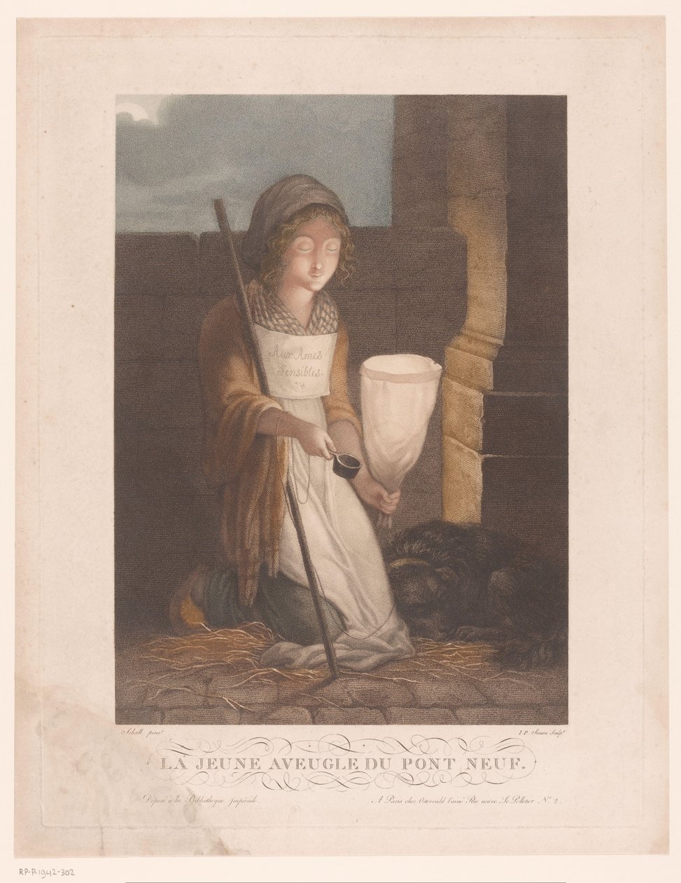 Blinde bedelares met hond Den unge blinde mand fra Pont Neuf (titel på objekt) af Pierre Simon (II)