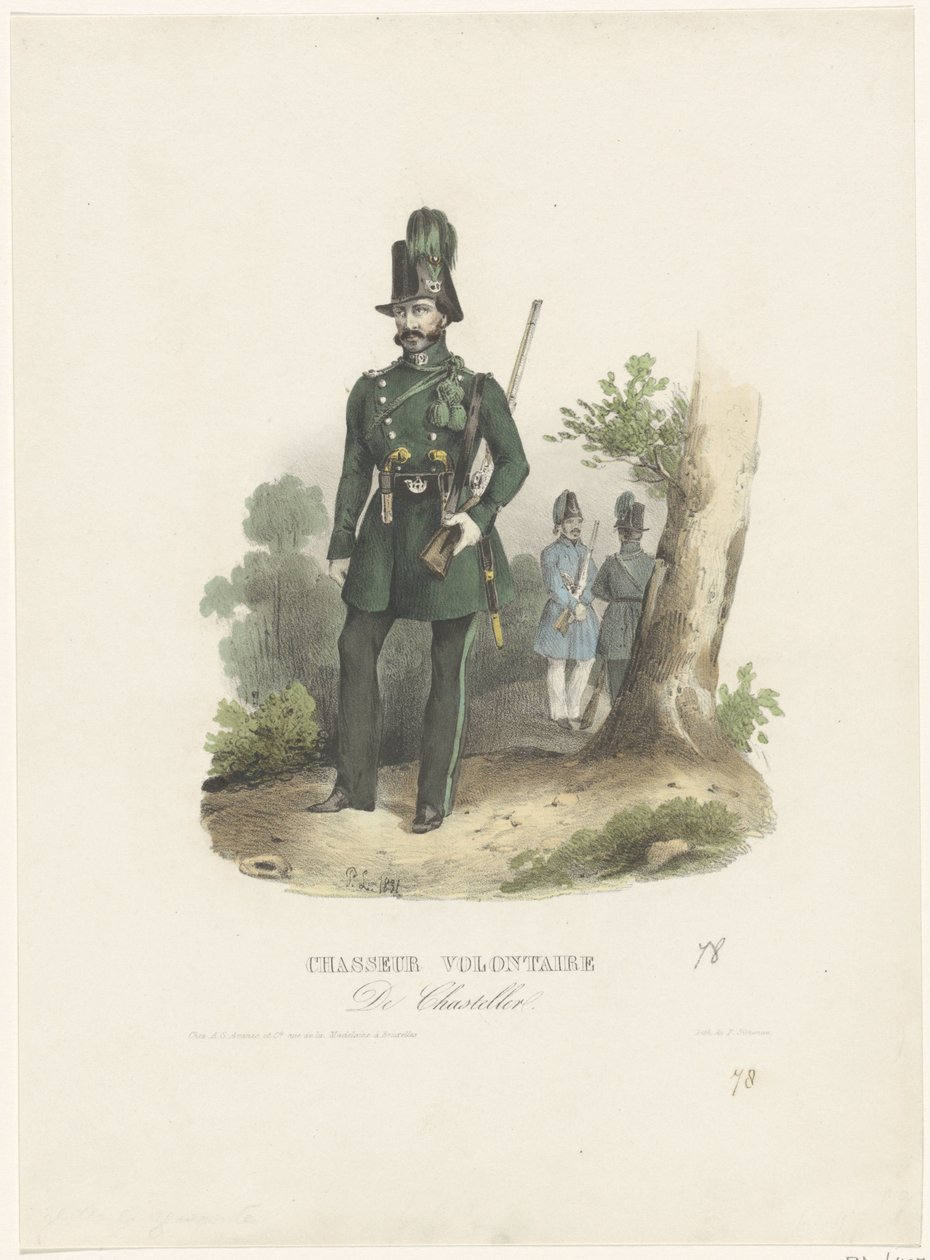 Belgisk frivillig jæger, 1831 Chasseur Volontaire De Chasteller (titel på objekt) af Pierre Simonau