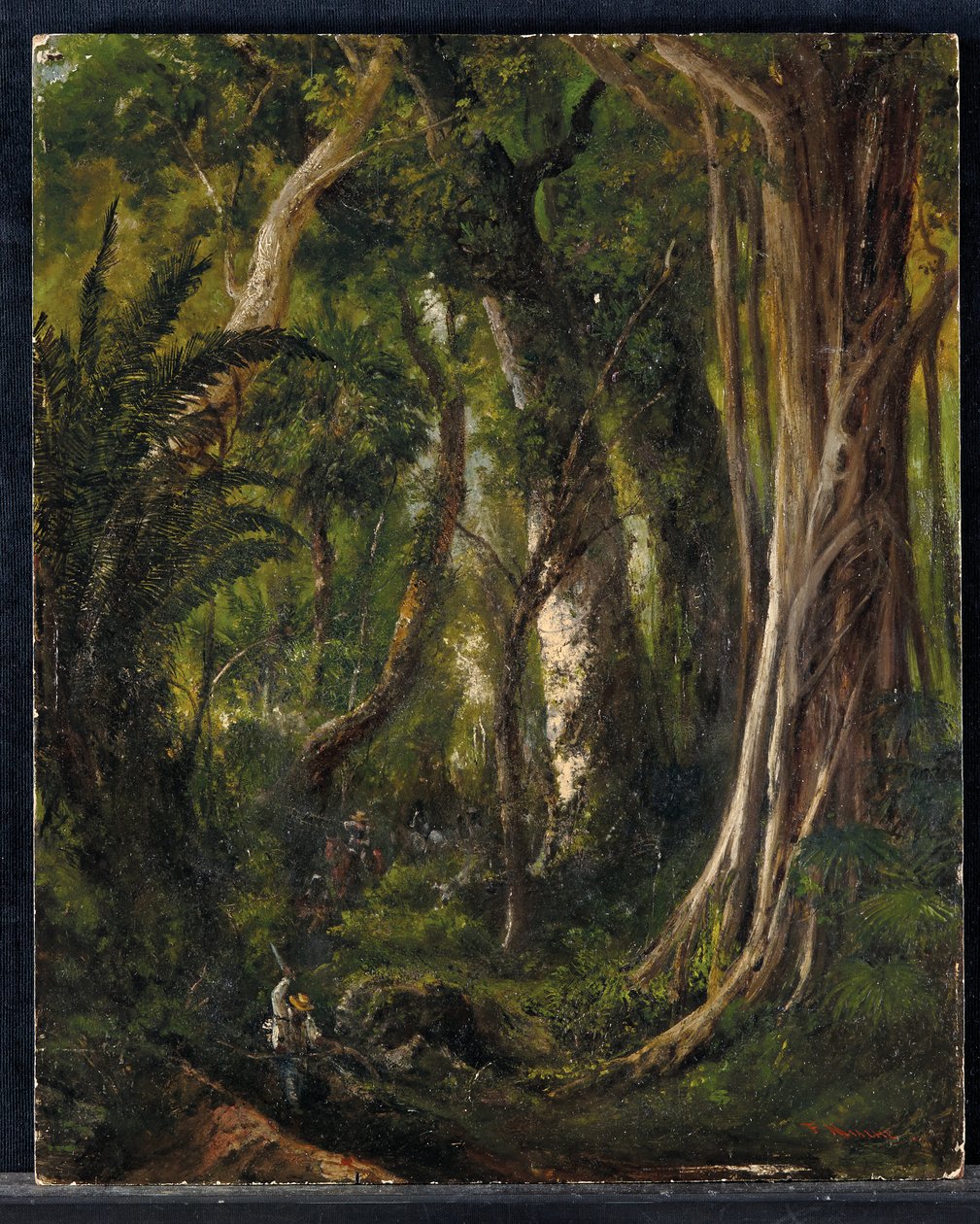Rejsende i en cubansk skov (olie på panel) af Pierre Toussaint Frédéric Mialhe
