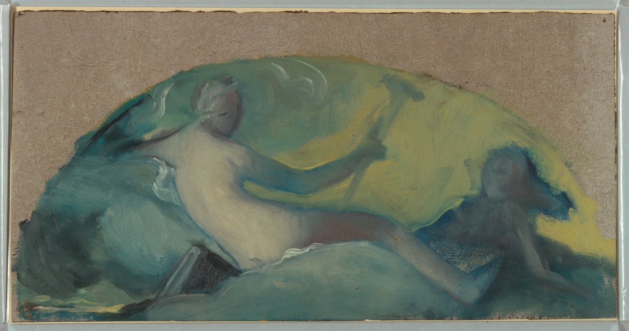 Tegning, Studie til en tympanon med liggende figur, slutningen af det 19. århundrede af Pierre Victor Galland