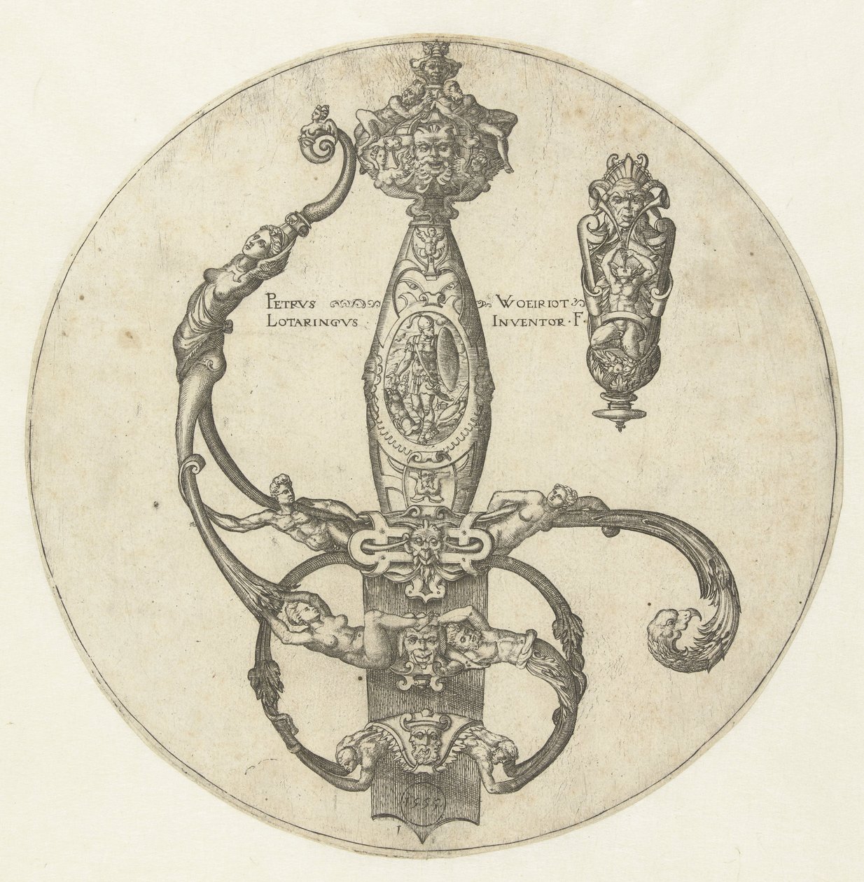 Design til grebet af et sværd af Pierre Woeiriot (II)