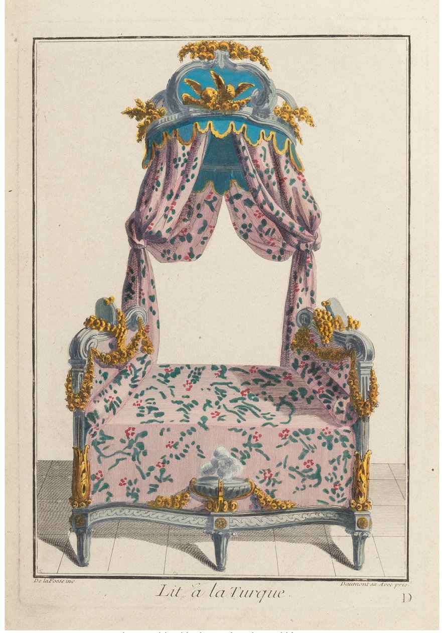 Bed à la Turque, ca 1788. af Pierre de La Mesangere
