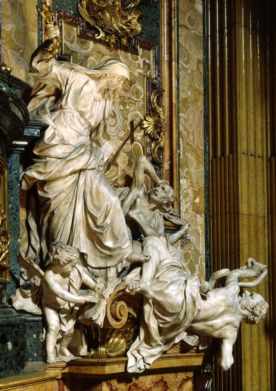 Religion vælter kætteri og had, ca. 1697 (marmor) af Pierre the Younger Le Gros