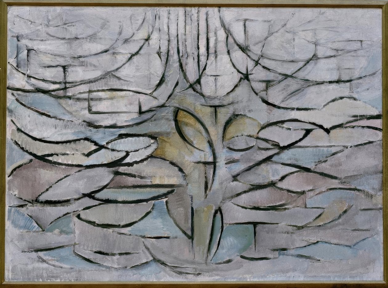 Blomstrende æbletræ af Piet Mondrian