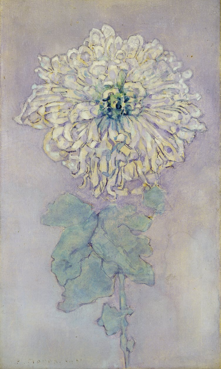 Krysantemum (wc på papir) af Piet Mondrian
