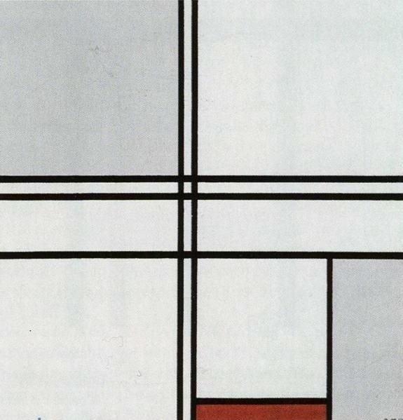 Sammensætning med rød og grå af Piet Mondrian