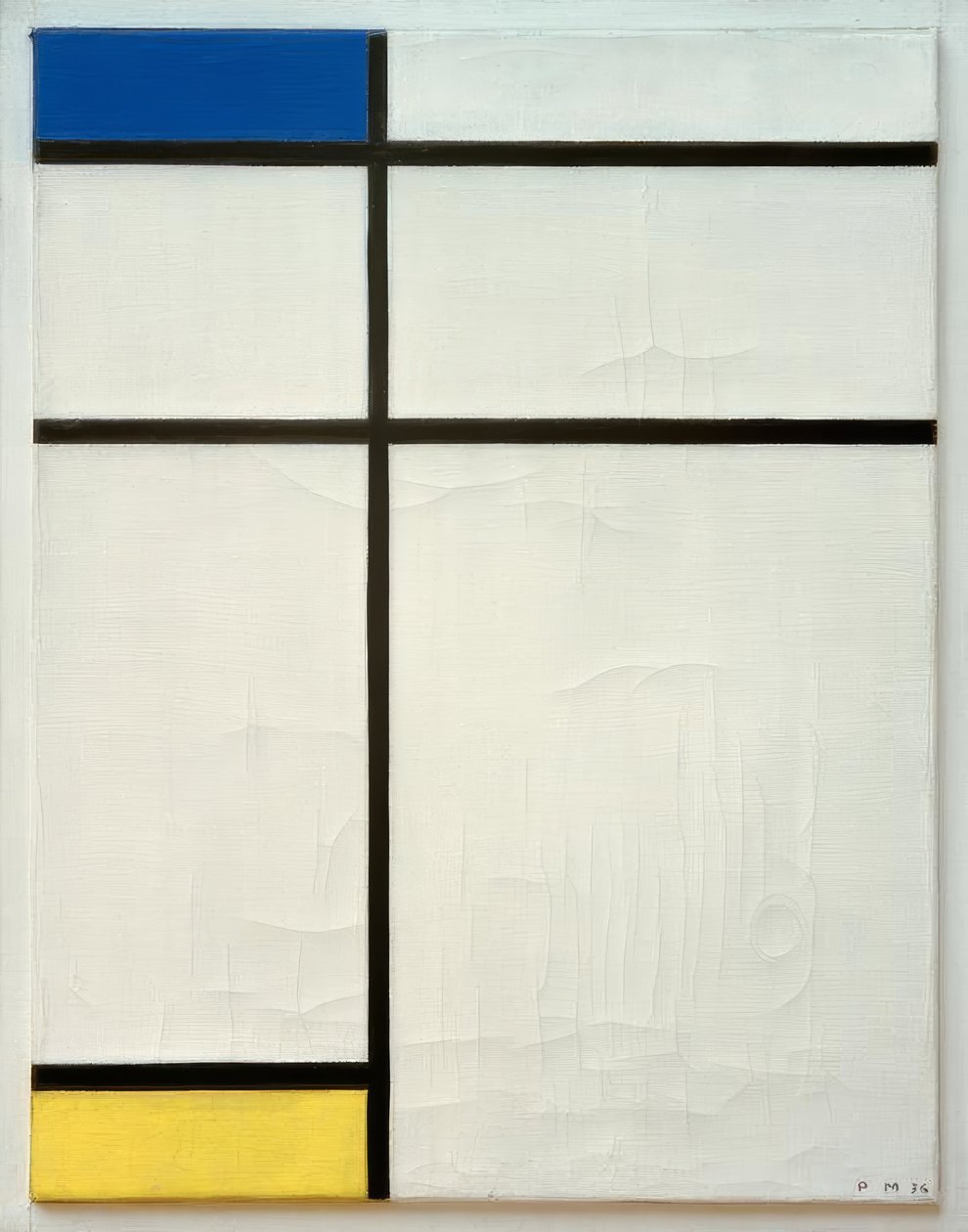 Sammensætning (B) i blå, gul og hvid af Piet Mondrian