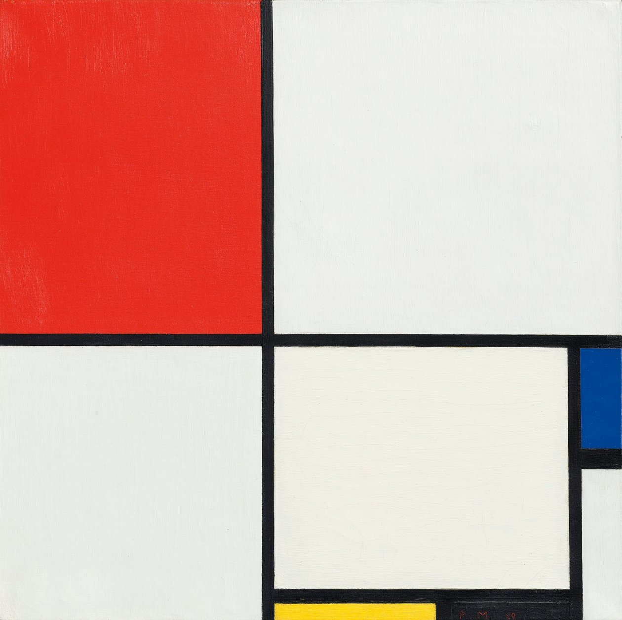 Sammensætning nr. III, med rød, blå, gul og sort, 1929 af Piet Mondrian