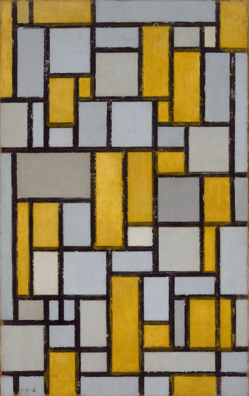 Komposition med gitter 1, 1918 af Piet Mondrian