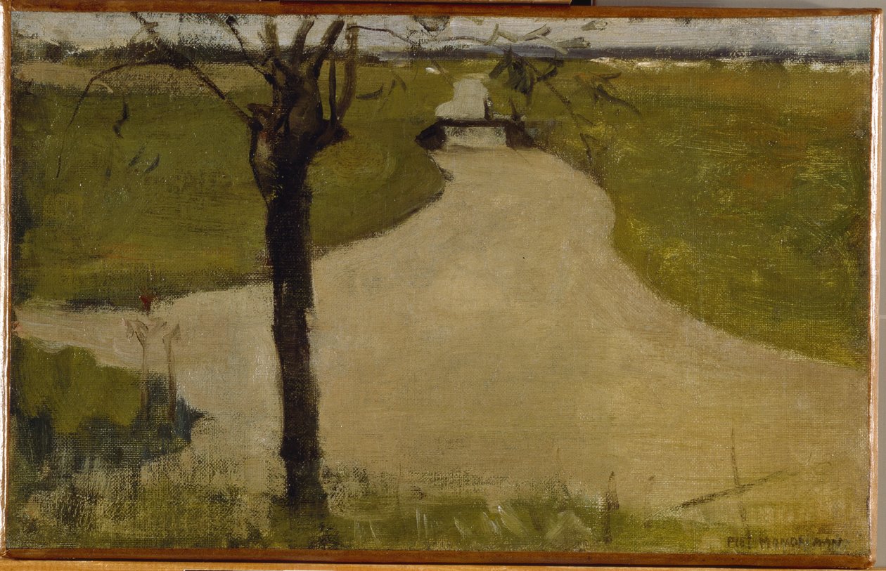Vandingsgrøft med ung pollarded pil, olieskitse II, 1900 af Piet Mondrian