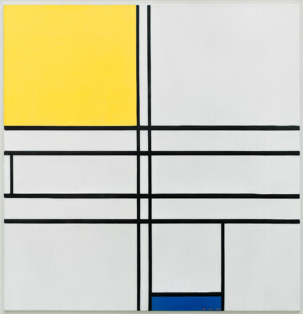 Sammensætning C; Sammensætning i blå og gul af Piet Mondrian