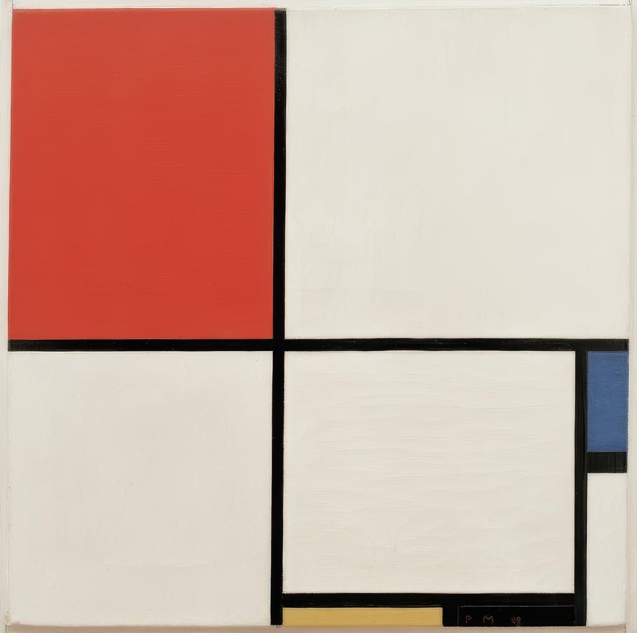 Sammensætning nr. III; Sammensætning med rød, blå, gul og sh af Piet Mondrian