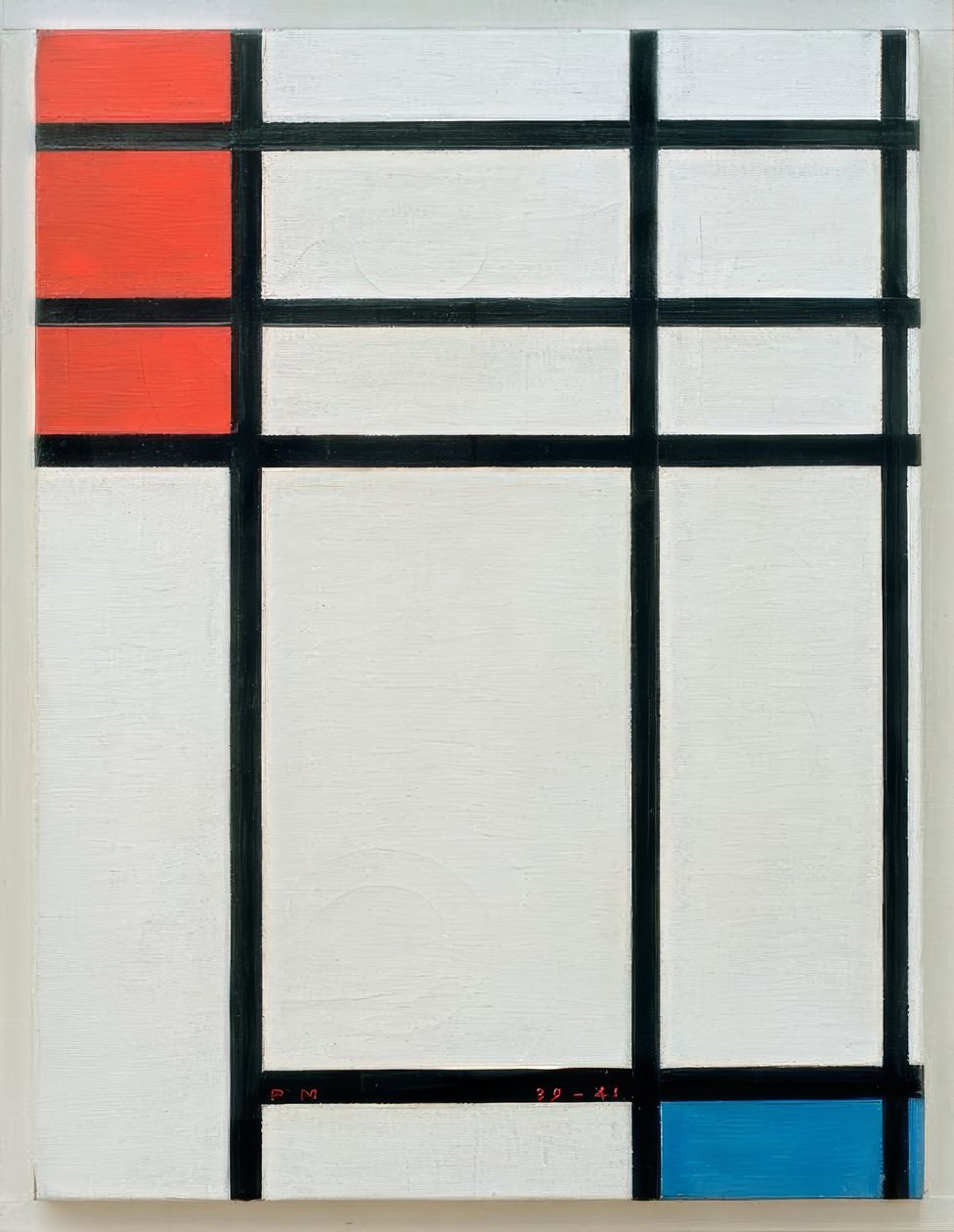 Sammensætning i rød, blå og hvid af Piet Mondrian