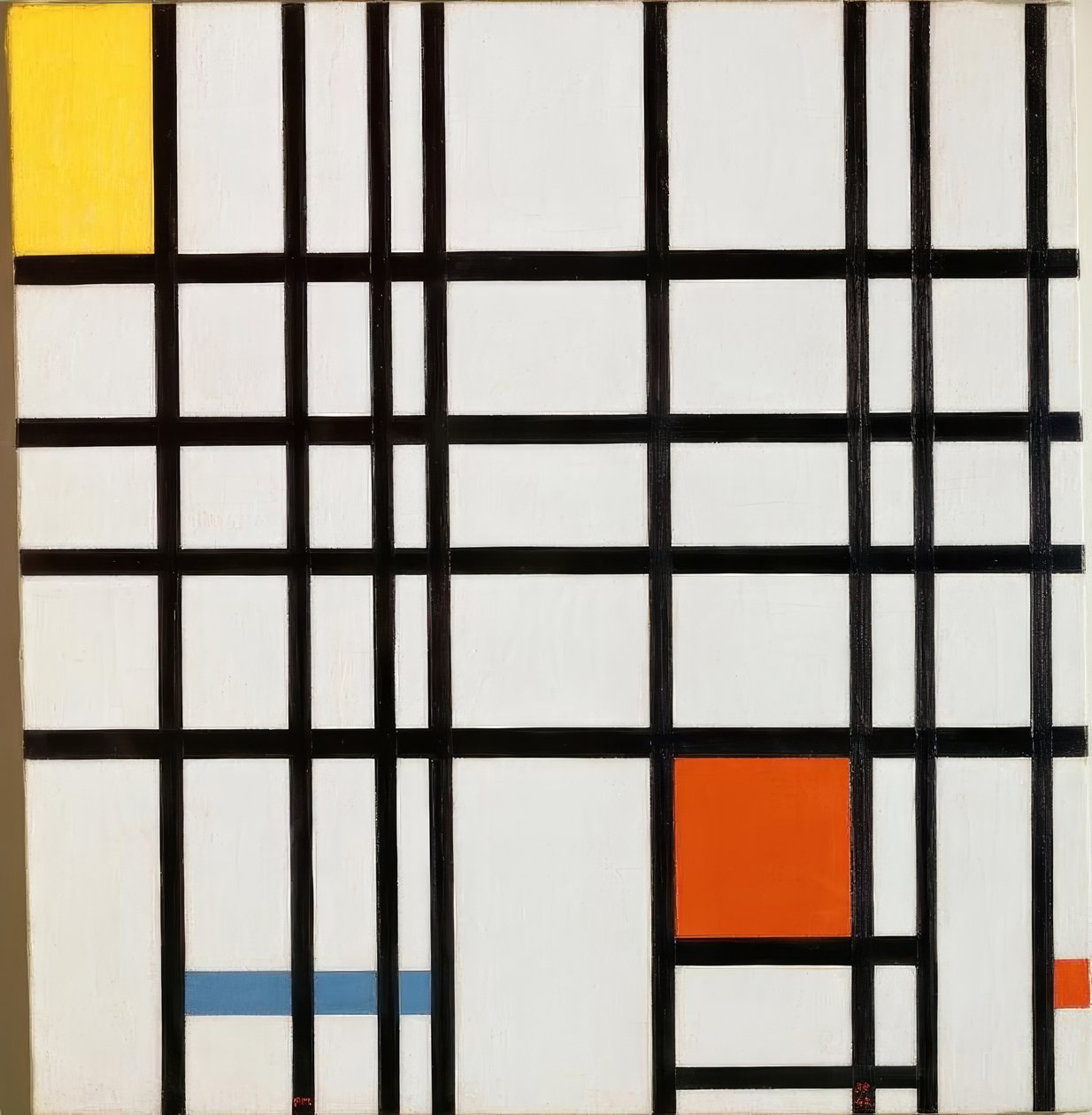 Sammensætning med gul, blå og rød af Piet Mondrian
