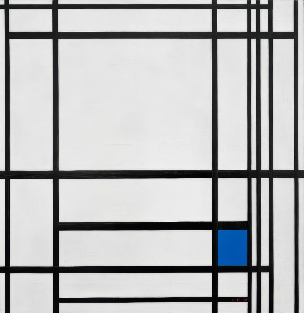 Sammensætning af linjer og farve, III; Sammensætning med blå af Piet Mondrian