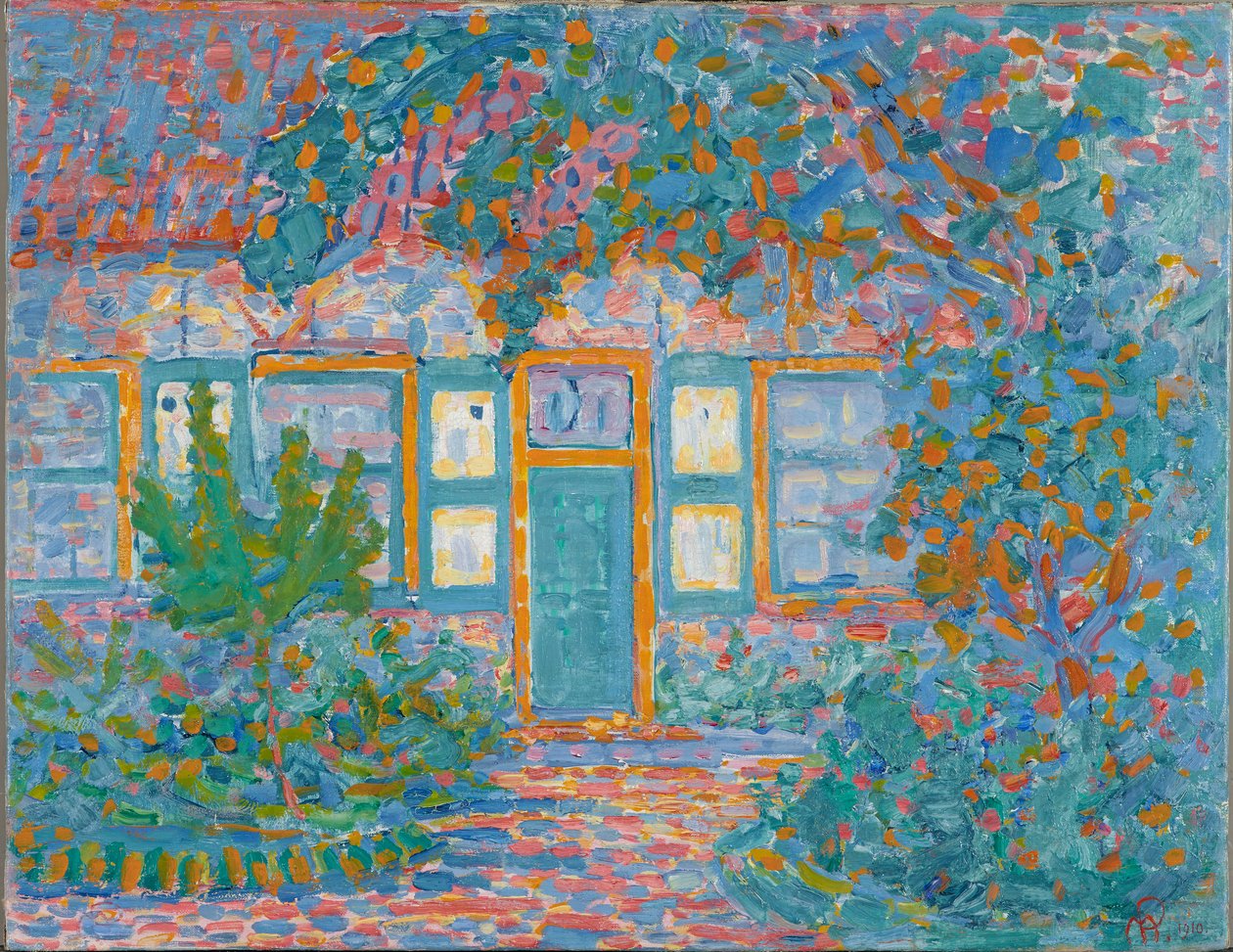 Lille hus i sollys, ca. 1910 af Piet Mondrian