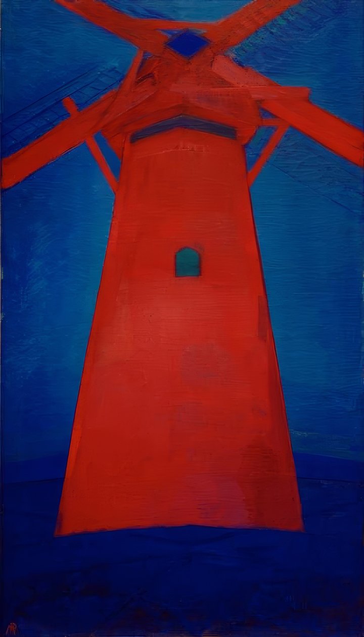 Mølle; Rød mølle i Domburg af Piet Mondrian