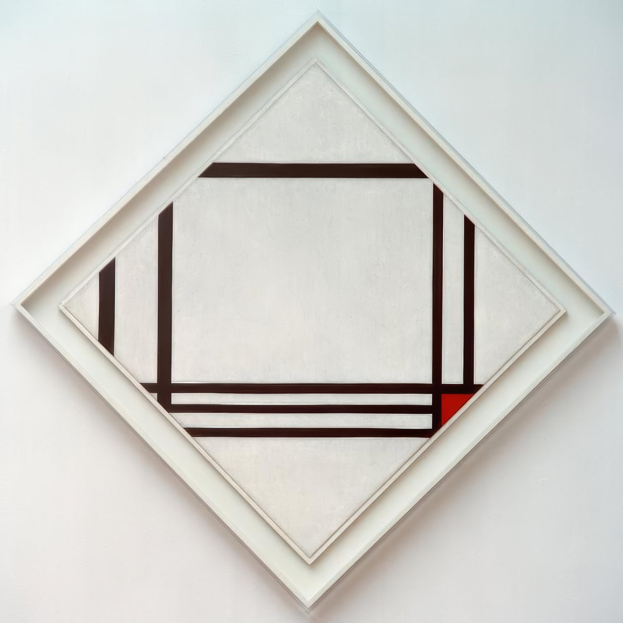 Billede nr. III, diamantkomposition med otte linjer og røde af Piet Mondrian