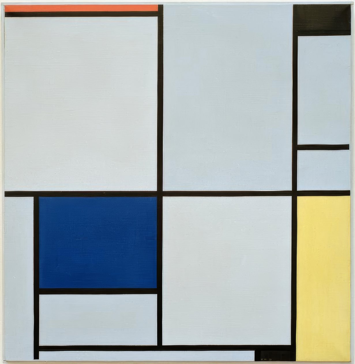Tableau I; Sammensætning med rød, sort, blå og gul af Piet Mondrian